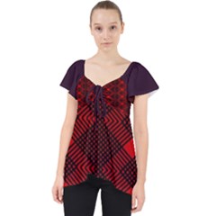 Pattern Rot Schwarz Lace Front Dolly Top by dedoma