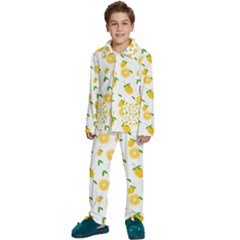 Illustrations Lemon Citrus Fruit Yellow Kids  Long Sleeve Velvet Pajamas Set by anzea