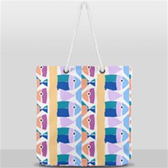 Illustrations Of Fish Texture Modulate Sea Pattern Full Print Rope Handle Tote (large) by anzea