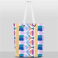 Illustrations Of Fish Texture Modulate Sea Pattern Full Print Rope Handle Tote (small) by anzea