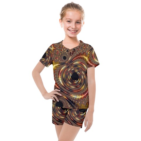 Geometric Art Fractal Abstract Art Kids  Mesh T-shirt And Shorts Set by Ndabl3x
