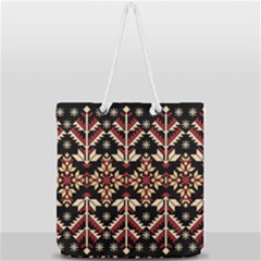 Vector Illustration Of Ukrainian Folk Seamless Pattern Ethnic Ornament Border Element Traditional Full Print Rope Handle Tote (large) by Bedest