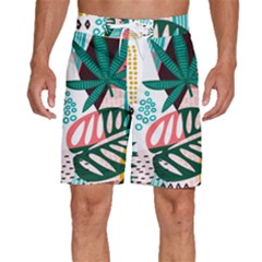 Abstract Seamless Pattern With Tropical Leaves Men s Beach Shorts by Hannah976