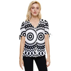 Circular Concentric Radial Symmetry Abstract Bow Sleeve Button Up Top by Proyonanggan