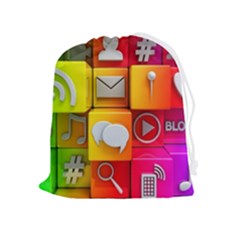 Colorful 3d Social Media Drawstring Pouch (xl) by Ket1n9