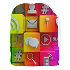 Colorful 3d Social Media Drawstring Pouch (3xl) by Ket1n9