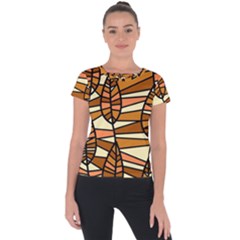 Autumn Leaf Mosaic Seamless Short Sleeve Sports Top  by Hannah976