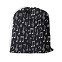 Chalk Music Notes Signs Seamless Pattern Drawstring Pouch (2XL) View2