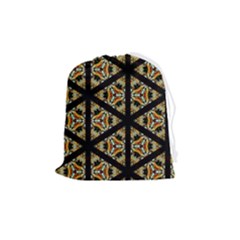 Pattern Stained Glass Triangles Drawstring Pouch (medium) by HermanTelo