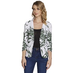 Abstract Art Tropical Leaves Women s One-button 3/4 Sleeve Short Jacket by Valentinaart