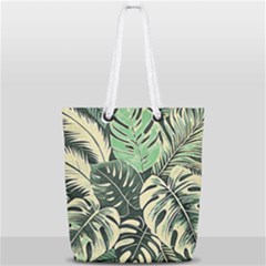 Abstract Art Tropical Leaves Full Print Rope Handle Tote (small) by Valentinaart