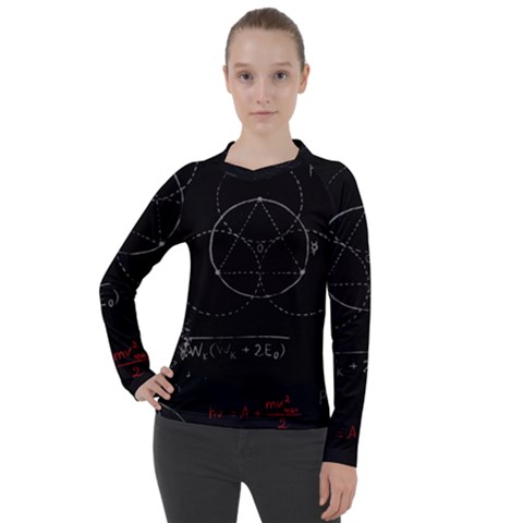 Math Board Circuit Circuits Computer Shield Tech Technology Women s Pique Long Sleeve T-shirt by Loisa77