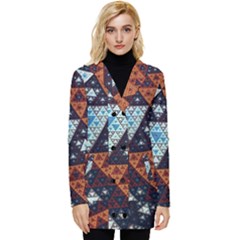 Fractal Triangle Geometric Abstract Pattern Button Up Hooded Coat  by Cemarart