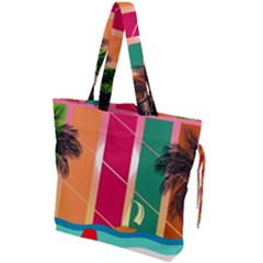 Digital Graphic Clip Art Beach Drawstring Tote Bag by Proyonanggan