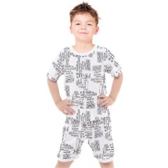 Blackboard Algorithms Black And White Pattern Kids  T-shirt And Shorts Set by dflcprintsclothing