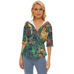 Illustrations Color Cat Flower Abstract Textures Orange Lightweight Drawstring Hooded Top by anzea