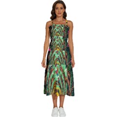 Monkey Tiger Bird Parrot Forest Jungle Style Sleeveless Shoulder Straps Boho Dress by Grandong