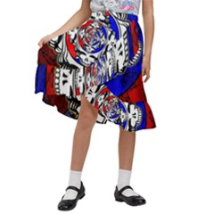 The Grateful Dead Kids  Ruffle Flared Wrap Midi Skirt by Grandong