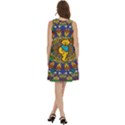 Dead Dancing Bears Grateful Dead Pattern Round Neck Sleeve Casual Dress With Pockets View4