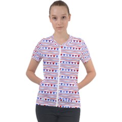 Nautical Digital Paper Nautical Boat Short Sleeve Zip Up Jacket by anzea