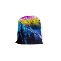 Night Skiing Colored Dead Grateful Lights Mountain Drawstring Pouch (small) by Loisa77