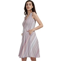 Marble Texture Marble Painting Sleeveless V-neck Skater Dress With Pockets by Ndabl3x