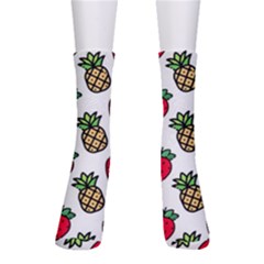 Strawberries Pineapples Fruits Crew Socks by Loisa77