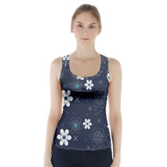 Blue Background Abstract Seamless Racer Back Sports Top by Loisa77