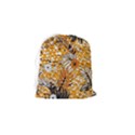 Leaf Yellow Point Flower White Drawstring Pouch (Small) View2