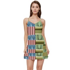 Patchwork Tile Pattern Mosaic Short Frill Dress by Loisa77