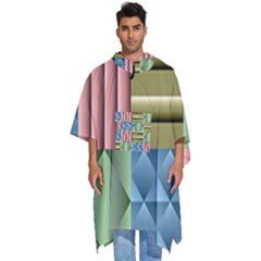 Patchwork Tile Pattern Mosaic Men s Hooded Rain Ponchos by Loisa77