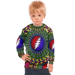 Grateful Dead Bear Pattern Kids  Hooded Pullover by Maspions