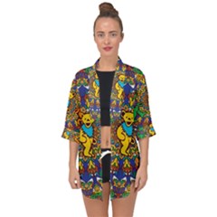 Dead Dancing Bears Grateful Dead Pattern Open Front Chiffon Kimono by Grandong