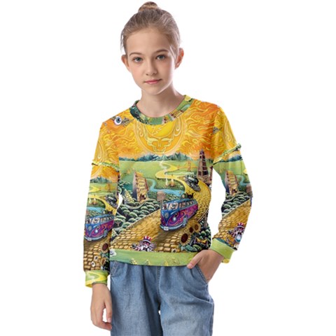 Grateful Dead Golden Road Kids  Long Sleeve T-shirt With Frill  by Bedest