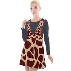 Animal Print Girraf Patterns Plunge Pinafore Velour Dress by Ket1n9