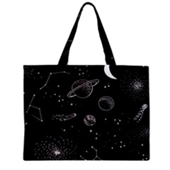 Black Space Drawing Art Planet Drawing Stars Black Space Galaxy Outer Space Zipper Mini Tote Bag by Perong