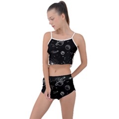 Black Space Drawing Art Planet Drawing Stars Black Space Galaxy Outer Space Summer Cropped Co-ord Set by Perong