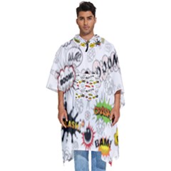 Pattern Seamless Texture Cartoon Men s Hooded Rain Ponchos by Perong