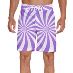 Spiral Vortex Rays Lavender Swirl Purple Men s Beach Shorts by Salmanaz77