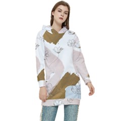 Flower Branch Corolla Wreath Women s Long Oversized Pullover Hoodie by Salmanaz77