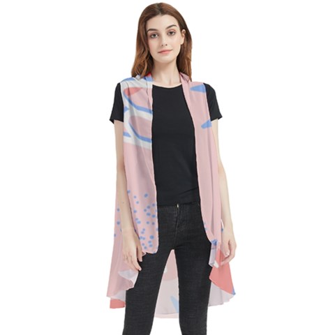 July Summer Strawberry Pink Berry Sleeveless Chiffon Waistcoat Shirt by Grandong