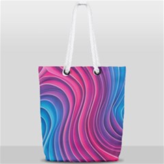 Spiral Swirl Pattern Light Circle Full Print Rope Handle Tote (small) by Ndabl3x