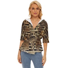 Textures Brown Wood Lightweight Drawstring Hooded Top by anzea