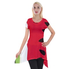 Watermelon Black Green Melon Red Short Sleeve Side Drop Tunic by Cemarart