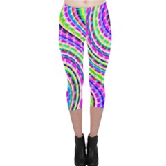 Neon Trippy Swirls Twirls Design Capri Leggings  by Salmanaz77