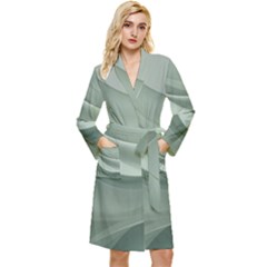 Silky Sage Abstract Elegant Print Design Long Sleeve Velvet Robe by dflcprintsclothing