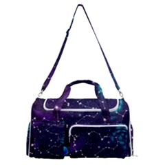 Realistic Night Sky Poster With Constellations Sports Gym Duffle Bag With Shoe Compartment by Ket1n9