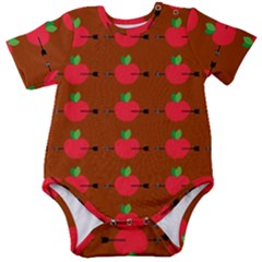 Apple Arrow Pattern Design Drawing Baby Short Sleeve Bodysuit by Proyonanggan