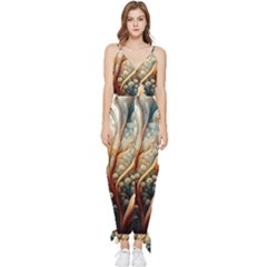 Undersea Dreams Saltwater Ocean Sleeveless Tie Ankle Chiffon Jumpsuit by Apenda