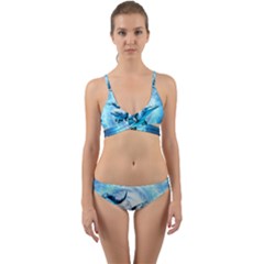 Dolphin Blue Sea Fantasy Wrap Around Bikini Set by Maspions